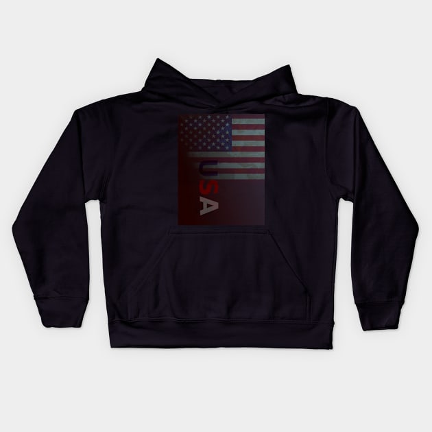 USA American Flag Vintage Kids Hoodie by KZK101